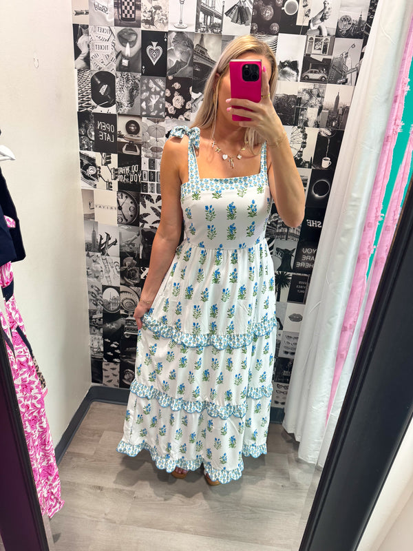 Can I Call You Mine Floral Blue Midi Dress
