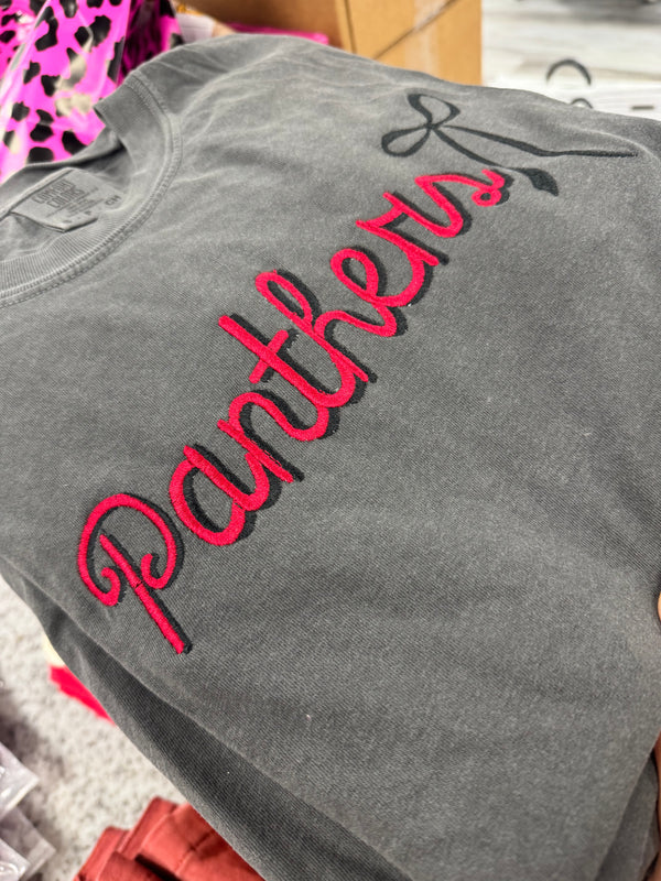 Panther Embroidery Bow Tee Pepper
