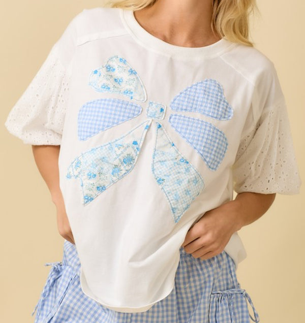 Ribbon Bow Patchwork Top