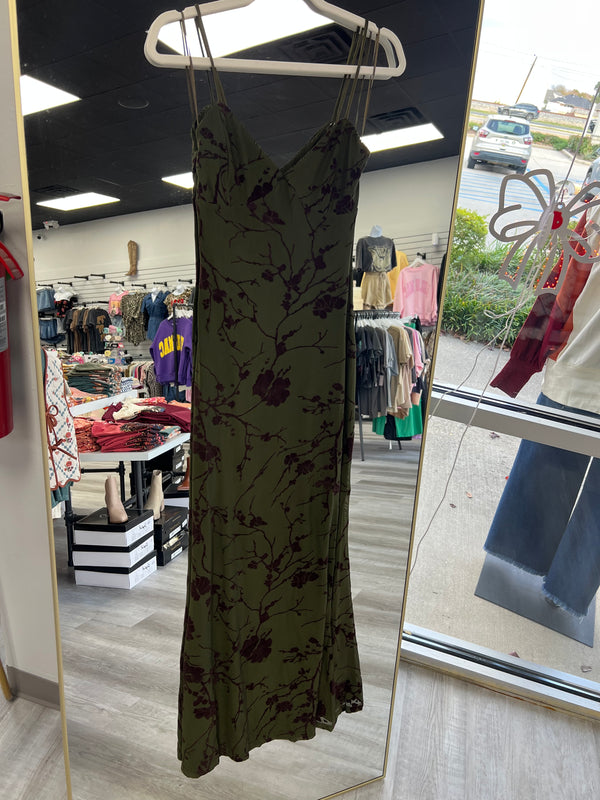 Off the Vine Dark Olive Velvet Dress