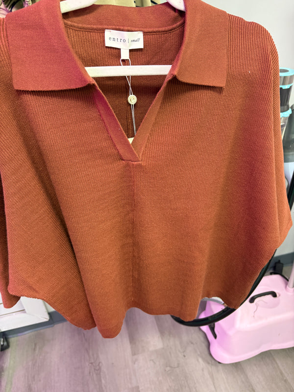 Oversized Collar Sweater | Rust