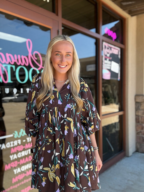 Espresso Floral Dress