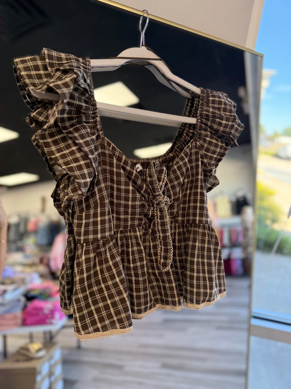 Plaid Baby Doll Bow Top