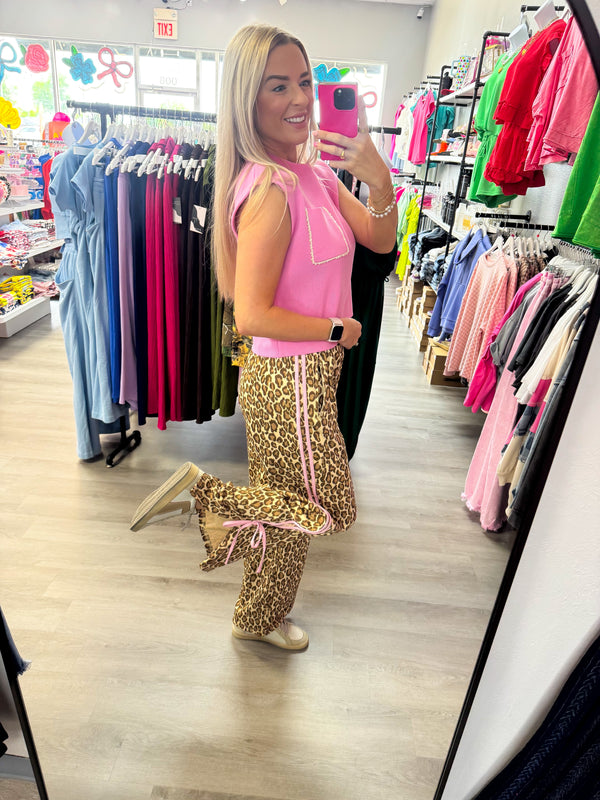 Pink Top with Pearl Detail