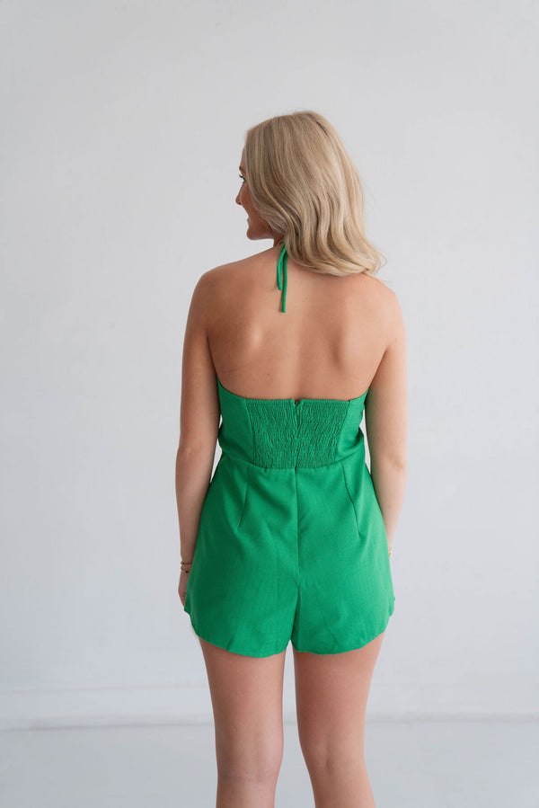 Bow-tiful Bow Romper - Kelly Green
