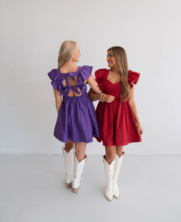 Gameday Beauty Bow Tie Back Mini Dress