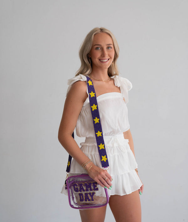 Game Day Patch Letter Clear Purse | DISCOUNTED