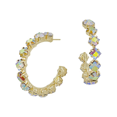 Crystal Diamond Shaped 1.5" Earring - Various Colors