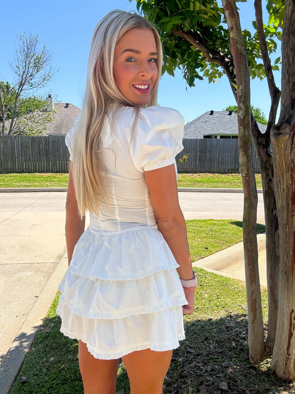 Poplin Tired Mini Dress Romper