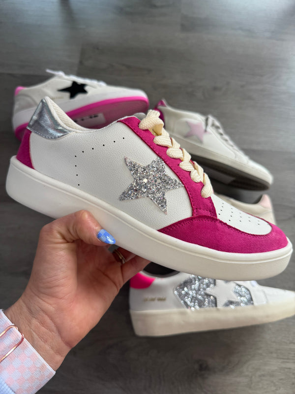 Putting Distance Between Us - Pink and Silver Sneaker
