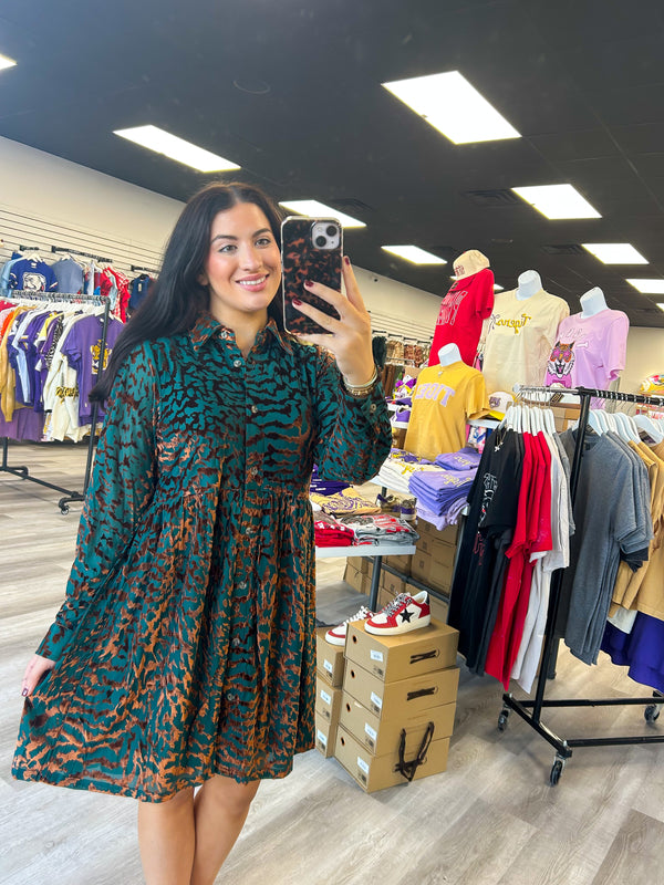 Teal and Rose Gold Velvet Dress