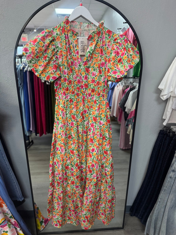 Vibrant Floral Dreams Dress