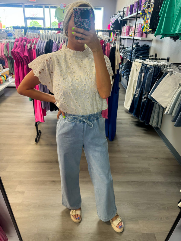 The Hazel Drawstring Denim Pants