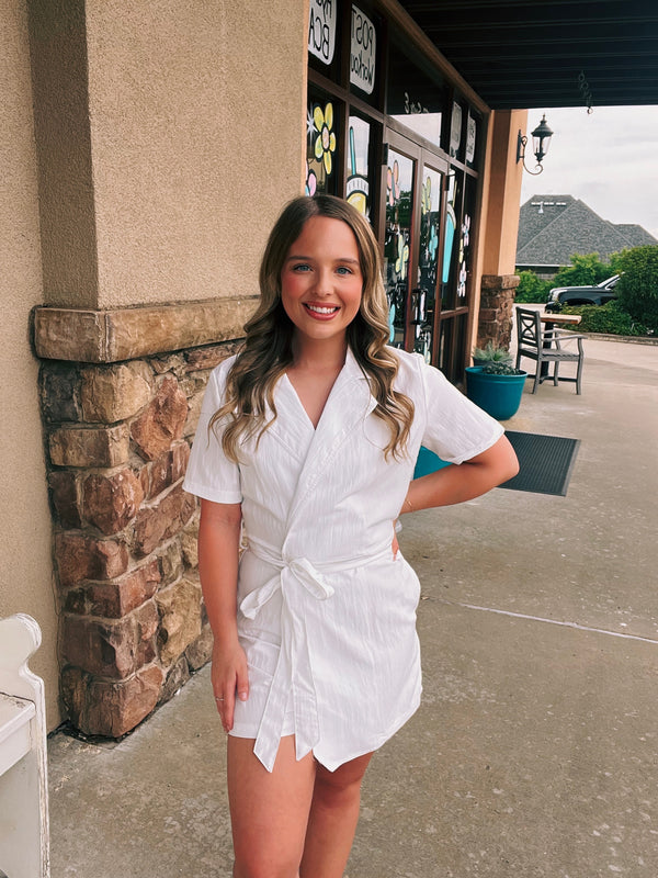 Lapel Collar Short Sleeves Romper