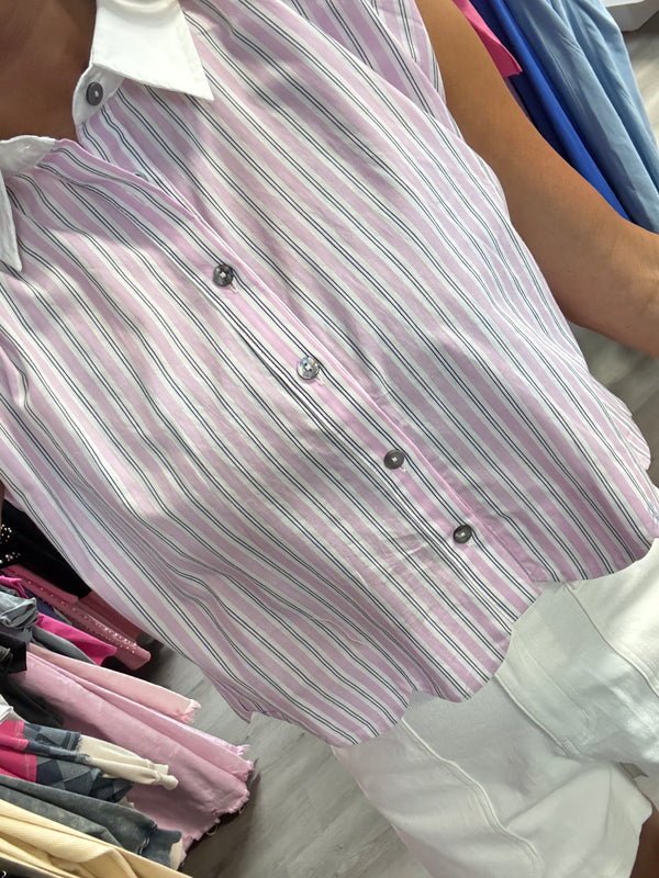 Something Sweet Collar Pinstripe Top