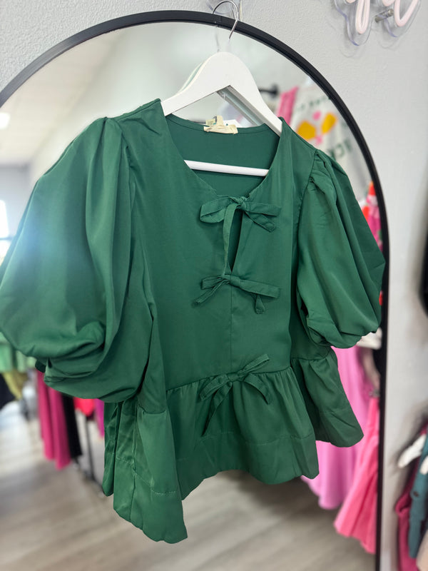 Sweet Thing Bow Peplum Top | Regular and Plus