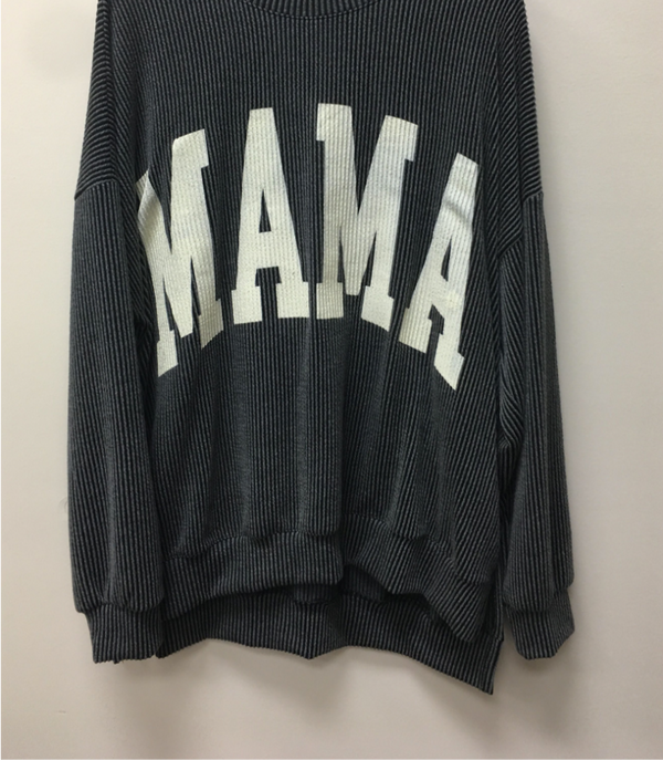 Ribbed Mama Corded Sweatshirt - Charcoal