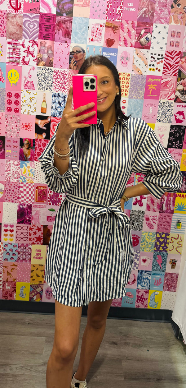 Navy and White Stripe Dress