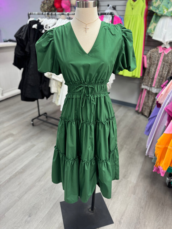 Enchant Me Midi Dress - Hunter Green