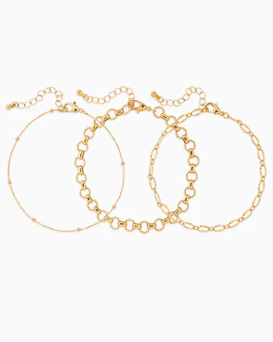Luxe Minimal Ball Chain Bracelets Set of 3