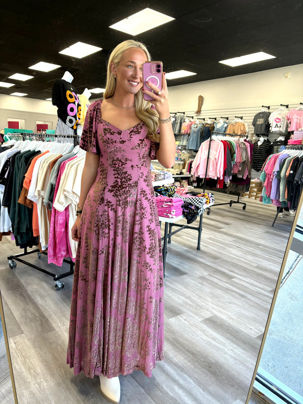 Autumn Affair Dress Velvet Maxi Dress | Rose Rust