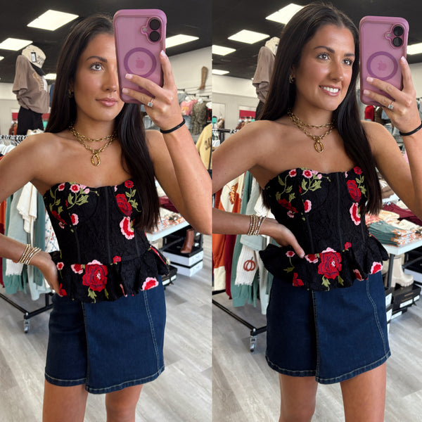 Denim Crossover Buckle Skirt