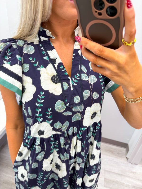 Floral Navy Midi