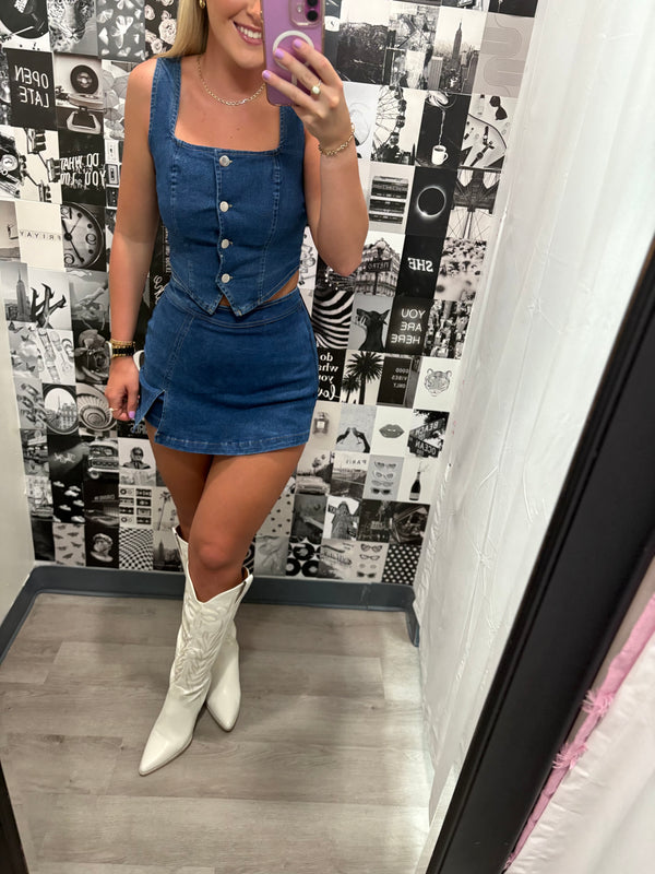 Denim Vest Top - Dark Denim