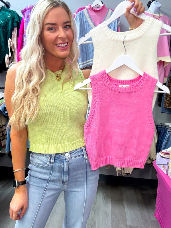 Cropped Knit Pistachio Sweater