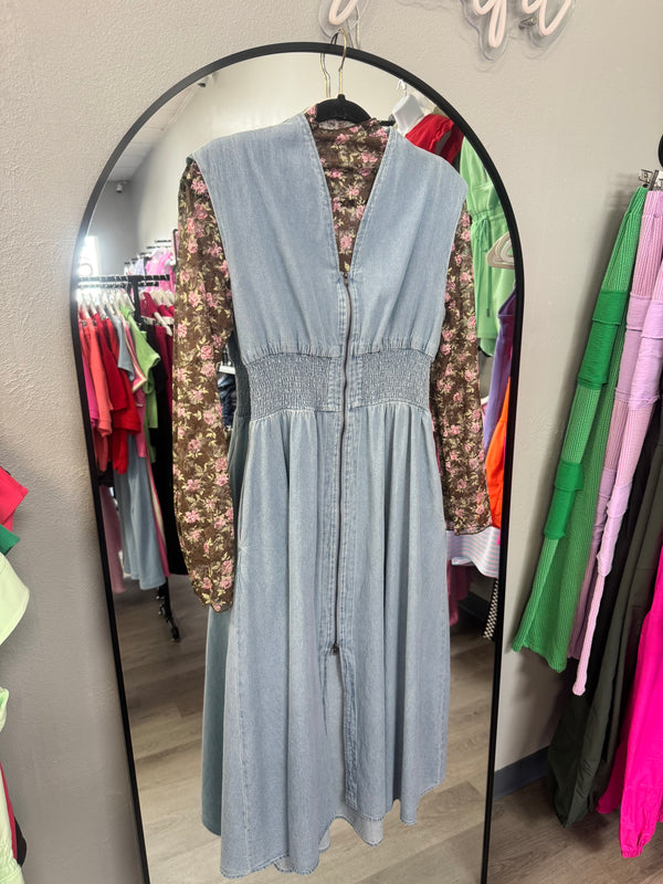 Hear Me Out Midi Denim Dress