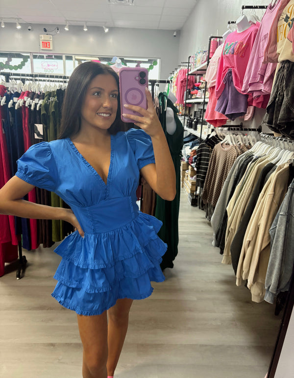 Poplin Tired Mini Dress Romper