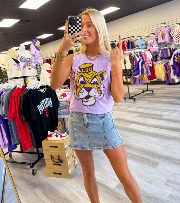 LSU Vintage Tiger (Licensed) Tank | Lavender