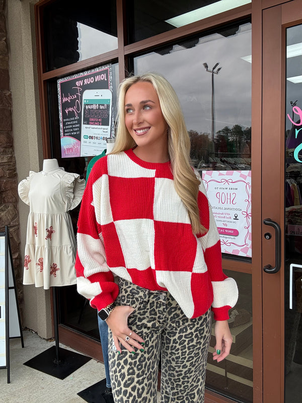 Red Checker Sweater