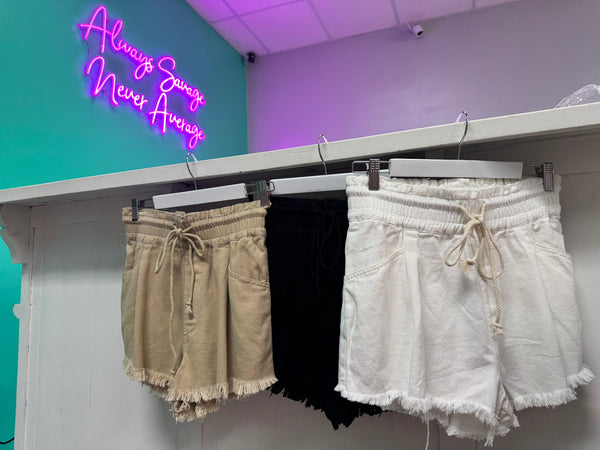 Take My Heart Fray Denim Shorts