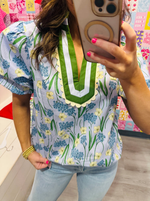 The Southern Charm Floral Top | Blue