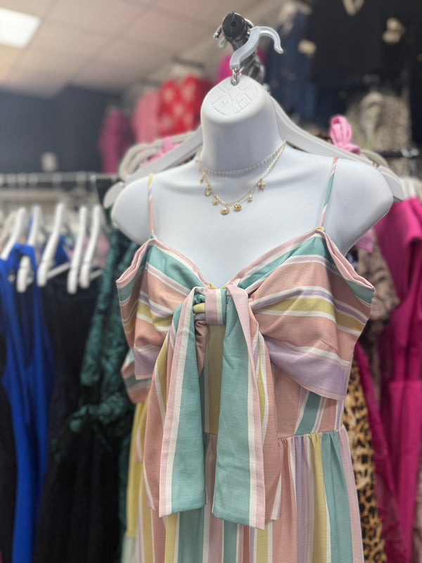 Pastel Stripe Maxi With Bow