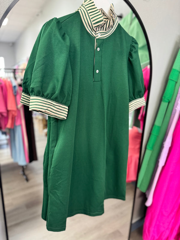 Solid Green Ribbon Dress