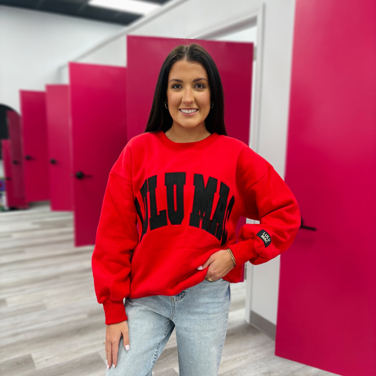 Red and Black Lulu Mac Embroidery Sweatshirt – Savage Roots Boutique