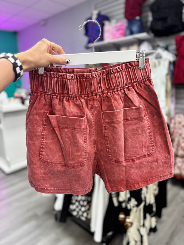 Sunny Drive Rust Denim Lightweight Shorts