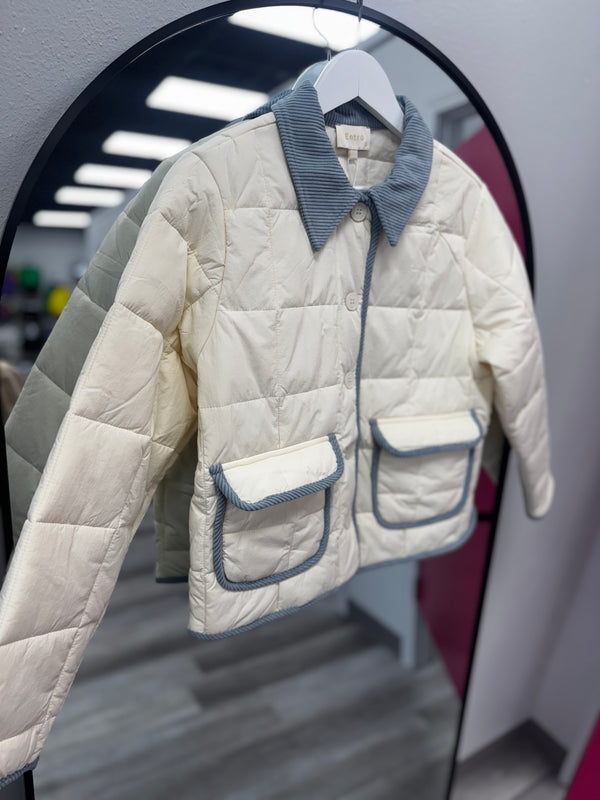 Cream and Denim Blue Jacket