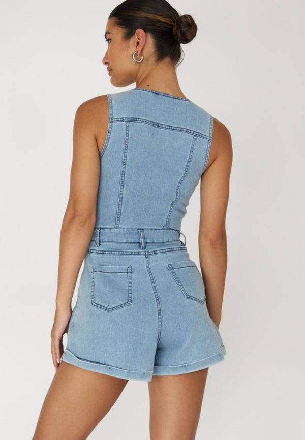 Sleeveless Denim Romper