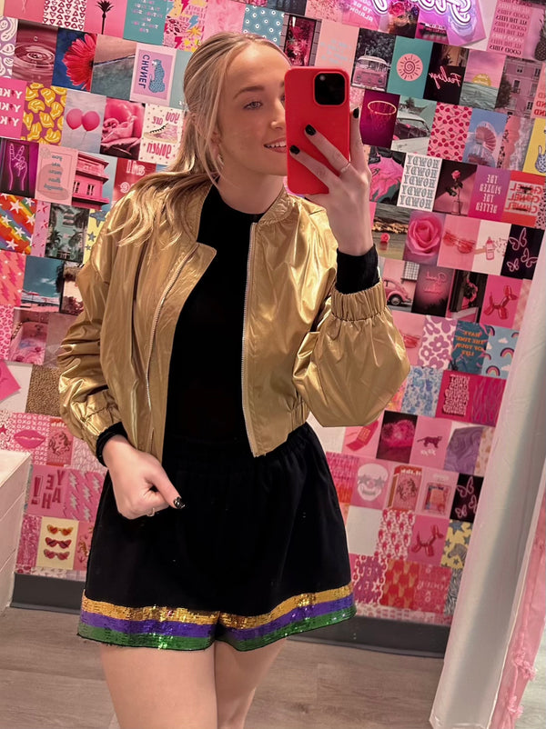 In The Krewe Mardi Gras Sequin Stripe SHORTS