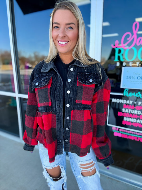 The Layla Buffalo Plaid Corded Shacket