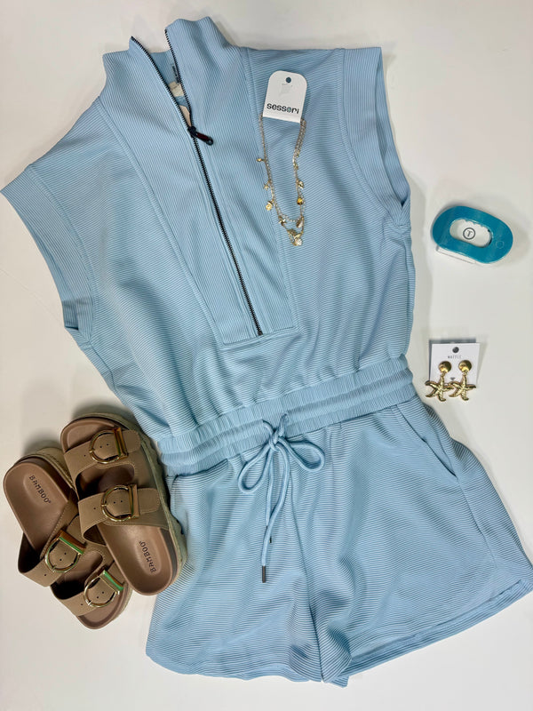 Blue Zip Romper