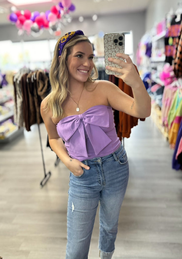 Bow Lilac Purple Crop Top