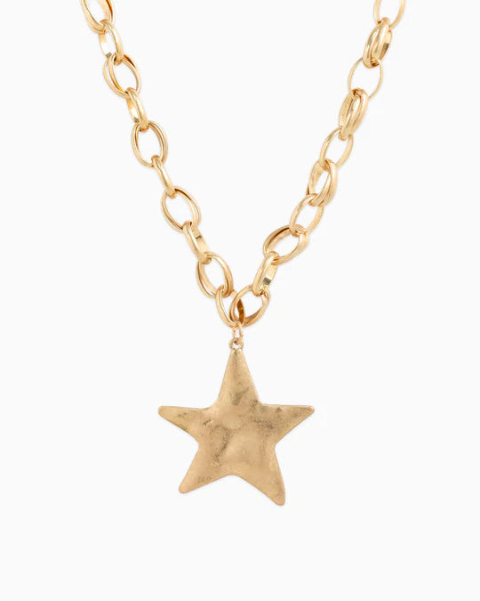 Star Hammered Gold Necklaced