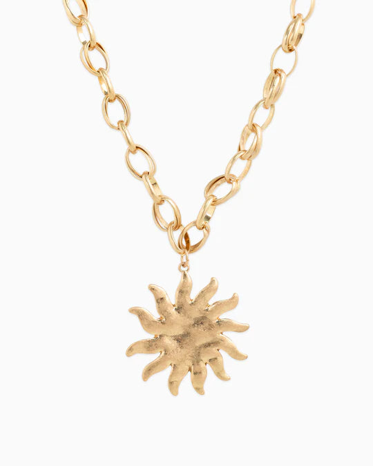 Sunburst Hammered Gold Necklace