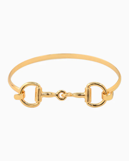 Western Double Horsebit Hook Bangle Bracelet | Gold