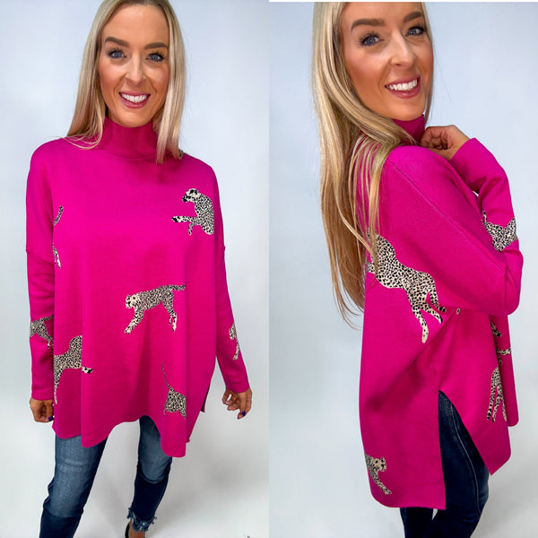 Cheetah Mock Neck Sweater - Various Colors and Plus!