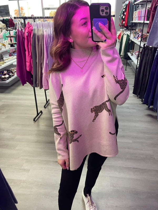 Cheetah Mock Neck Sweater - Various Colors and Plus!